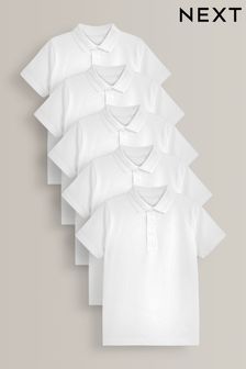 White 5 Pack Cotton School Polo Shirts (3-16yrs) (631025) | £17 - £26