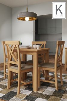 K Interiors Oak Lana Solid Wood Fixed Top Table