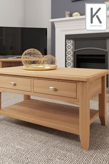 K Interiors Natural Oak Astley Solid Wood Large Coffee Table