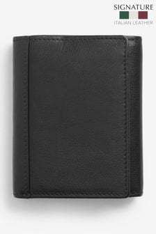 Black Signature Italian Leather Extra Capacity Trifold Wallet (643209) | £26