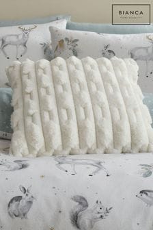 Cream Soft and Cosy Carved Faux Fur Cushion