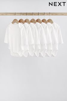 White White 7 Pack Essential Baby Long Sleeve Bodysuits (645262) | £14 - £18