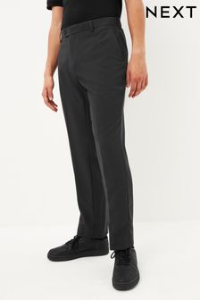 Charcoal Grey Regular Fit Machine Washable Plain Front Trousers (645920) | £18 - £20