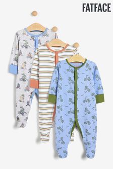 FatFace Baby Crew Floral Bunny Printed Sleepsuits 3 Pack