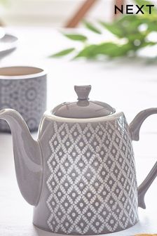 Grey Geo Tea Pot Embossed (647574) | £24
