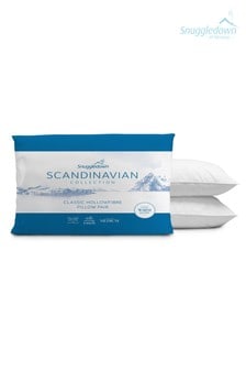 Snuggledown Scandinavian Hollowfibre Pillow, Medium Support, 2 Pack