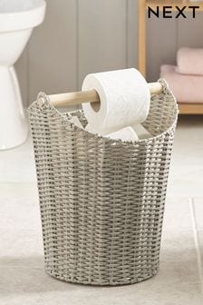 Grey Woven Toilet Roll Holder And Store