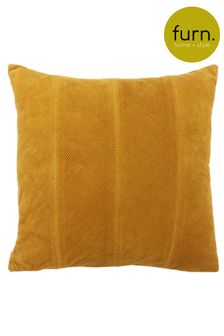 furn. Ochre Yellow Jagger Ribbed Polyester Filled Cushion