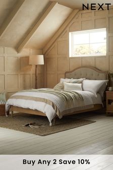 Soft Texture Light Natural Rose Wood Upholstered Bed Frame
