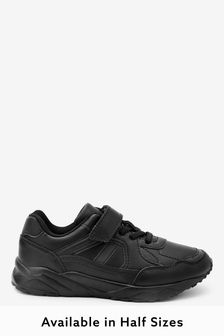 black leather school trainers