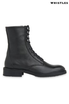 Whistles Black Clean Lace-Up Boots