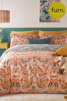furn. Pink Lorelei Floral Bloom Reversible Duvet Cover and Pillowcase Set