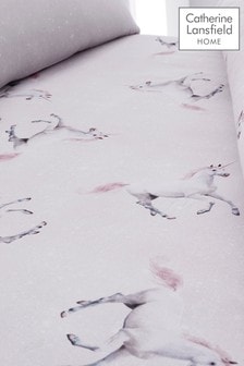 Catherine Lansfield Folk Unicorn Single Fitted Sheet Pink 