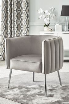 Opulent Velvet Steel Grey Paige Chrome Leg Accent Chair (671142) | £250