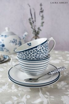 Set of 2 Blue Blueprint Collectables Cup and Saucer