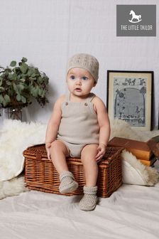 The Little Tailor Cream Fawn Knitted Baby Romper Bodysuit (674604) | £29