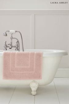 Blush Pink Cotton Border Bath Mat