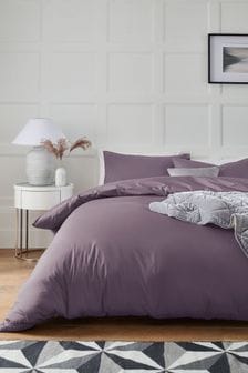 Plum Purple Cotton Rich Plain Percale Duvet Cover and Pillowcase Set