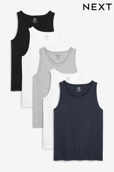 Black/White/Grey Marl/Navy Blue Vests 5 Pack (683857) | £35