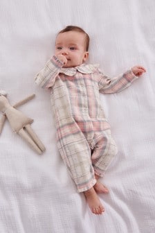 Brushed Flannel Check Baby Pyjama All-In-One (0-3yrs)