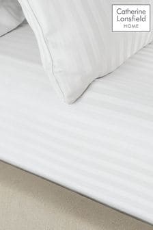 Catherine Lansfield White Satin Stripe Fitted Sheet