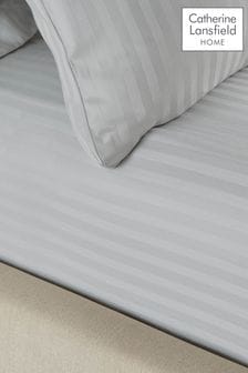 Catherine Lansfield Grey Satin Stripe Fitted Sheet
