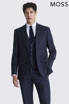 Moss Tailored Fit Navy Milled Check Jacket (691307) | £179