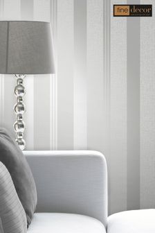 Fine Décor Silver Quartz Stripe Wallpaper