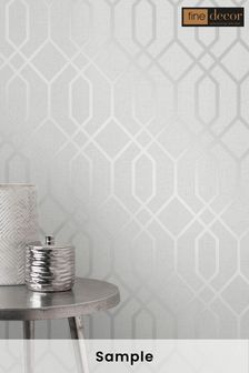 Fine Décor Silver Quartz Trellis Wallpaper