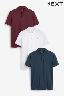 Navy/White/Burgundy Jersey Polo Trunks Shirts 3 Pack (693669) | £40