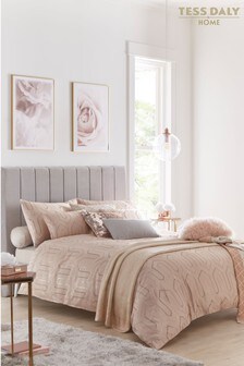 Tess Daly Blush Pink Phoebe Art Deco Sequin Duvet Cover and Pillowcase Set