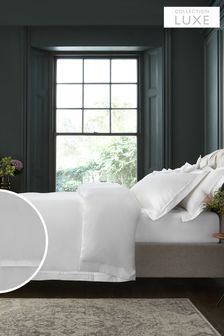 White Collection Luxe 1000 Thread Count 100% Cotton Sateen Border Duvet Cover and Pillowcase Set