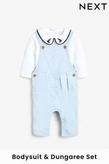 Blue Baby Smart Cord Dungarees And Jersey Bodysuit Set (0mths-3yrs) (711707) | £21 - £23