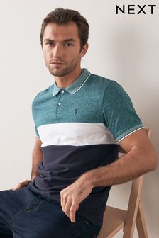 Blue/White/Navy Colourblock Polo Shirt (712148) | £20