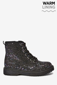 girls black shiny boots