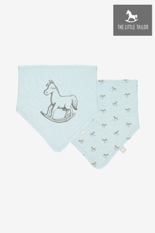 The Little Tailor Blue Rocking Horse Jersey Bibs Two Pack