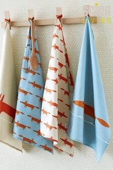 Scion Set of 2 Blue Mr Fox Tea Towels