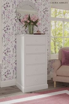 Cotton White Ashwell Tall Chest of 5 Drawers