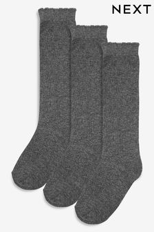 Grey 3 Pack Cotton Rich Knee High Socks (727229) | £4.50 - £5.50