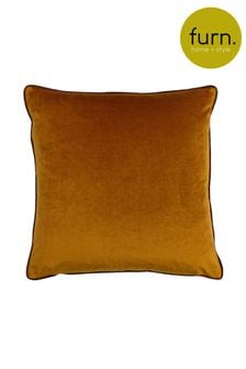 furn. Pumpkin Orange Gemini Double Piped Feather Filled Cushion