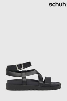 Schuh Taylor Cross Strap Footbed Black Sandals (744497) | £45