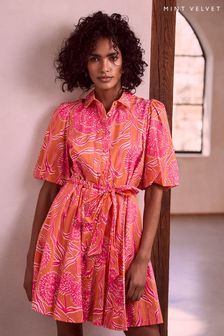 Mint Velvet Orange Kendra Print Mini Dress (748926) | £109