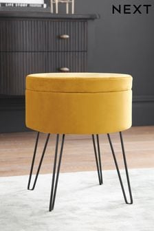 Opulent Velvet Ochre Yellow Storage Footstool