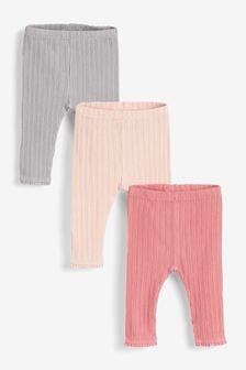 Pink/Grey Baby 3 Pack Leggings (750613) | £14 - £16