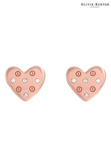 Olivia Burton Rose Gold Tone Screw Heart Stud Earrings