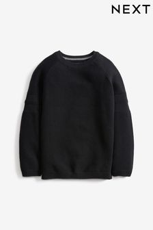 Black Without Stag Textured Crew Jumper (3-16yrs) (759962) | £12 - £17