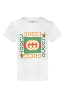 GUCCI Kids Baby White Cotton Vintage Logo T-Shirt