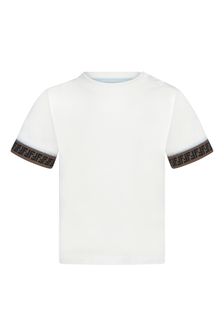 Fendi Kids Baby Boys White Cotton T-Shirt