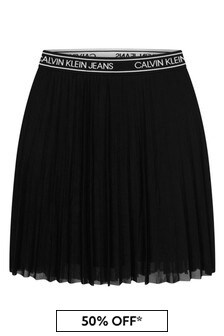 Calvin Klein Jeans Girls Black Fine Mesh Midi Skirt