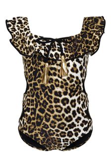 Nessi Byrd Girls Leopard Print Swimsuit